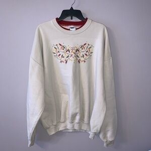 Vintage beige stitched leaf autumn sweater XL pleasant skate